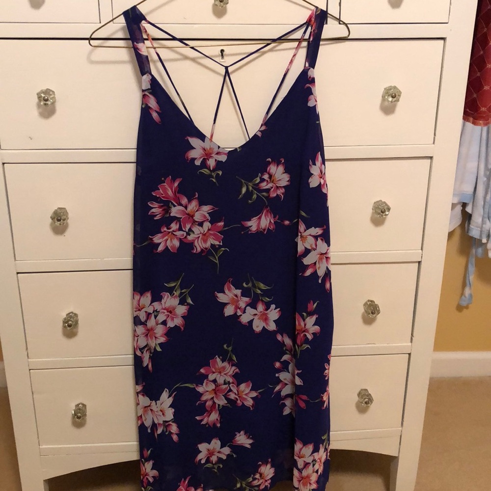 Blue and pink floral dress